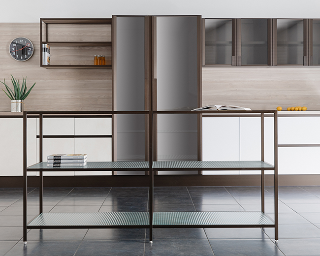 Open shelving kitchen island