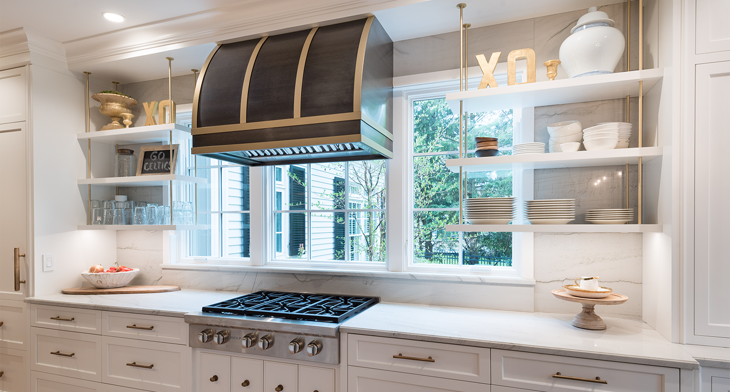 Open shelving kitchen cabinets