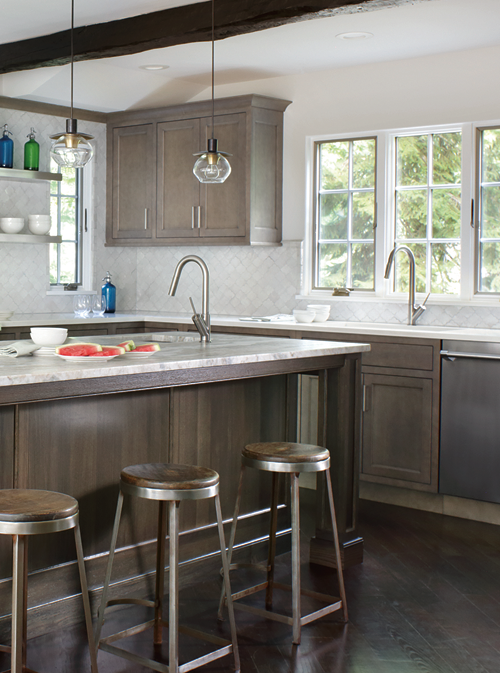 Stained hardwood cabinets